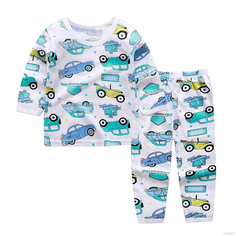 Bộ Pijama Dài Tay In Hình Hoạt Hình Cho Bé Từ 0-5 Tuổi