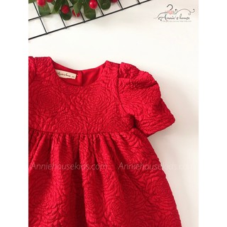 ĐẦM ANNIE TAFTA GẤM MÀU ĐỎ TAY PHỒNG