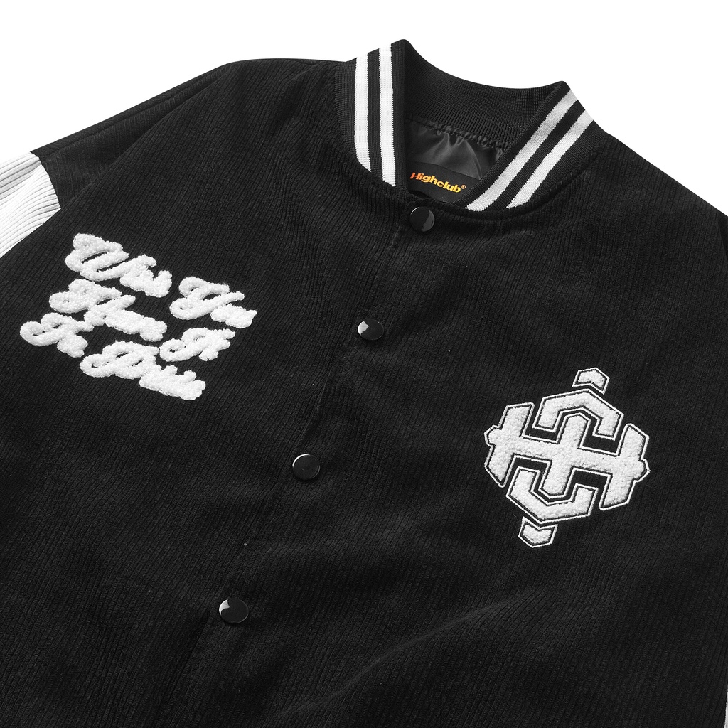 Áo Khoác BADGE Unisex Nam/Nữ Nhung Tăm Đen/Trắng - HIGHCLUB Brand Chính Hãng
