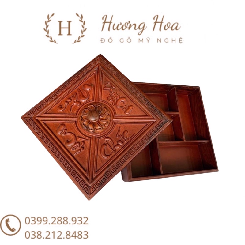 Khay Đựng Bánh Kẹo Tết Gỗ Hương  Chúc Mừng Năm Mới