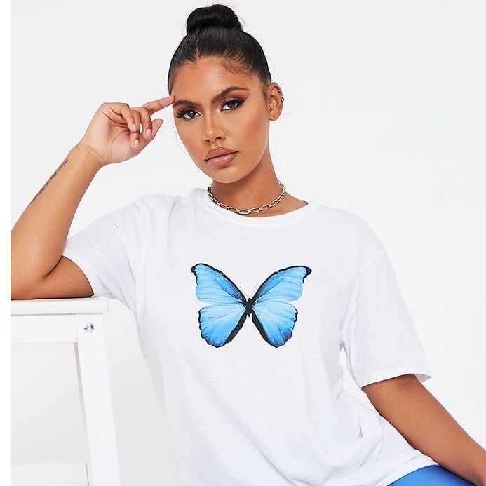 Áo thun Form Rộng In hình CÁNH BƯỚM, chất liệu thun mịn rộng, chất liệu thun mịn rộng rãi thoải mái