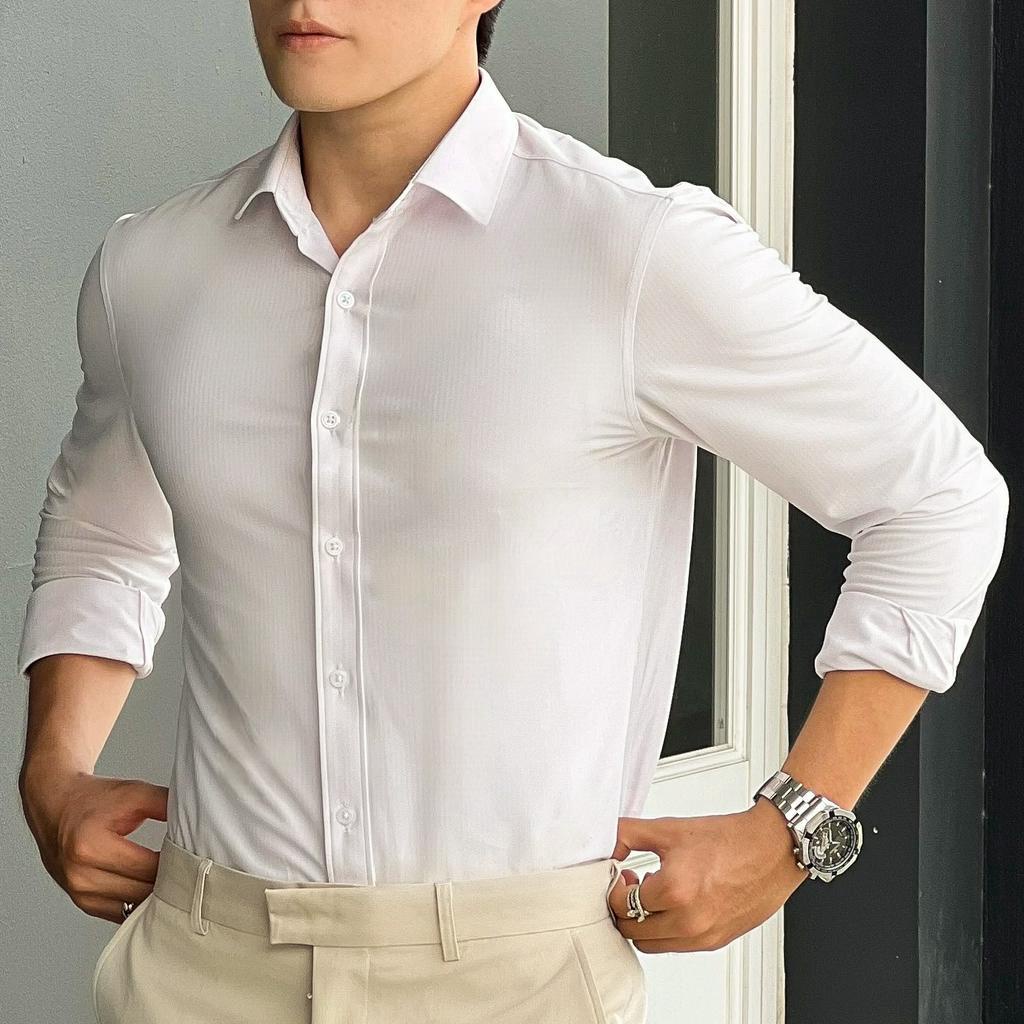 SM001-5 Áo Sơ Mi Nam Docas Sọc Hồng