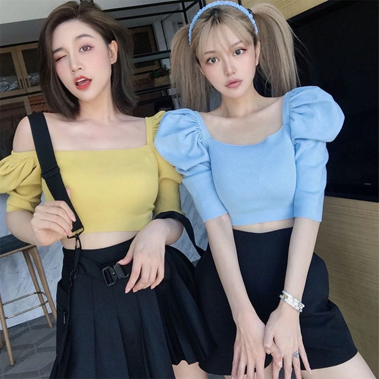 Áo Lửng Tay Phồng Ôm Dáng Quyến Rũ Dành Cho Nữ | BigBuy360 - bigbuy360.vn