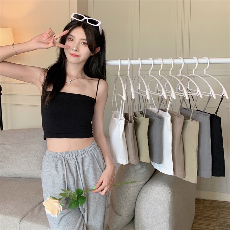 Xiaozhainv Áo Croptop Hai Dây Màu Trơn Phong Cách Hàn Quốc Gợi Cảm Với 6 Màu Lựa Chọn | BigBuy360 - bigbuy360.vn