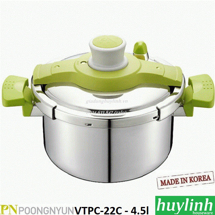 Nồi áp suất Inox đáy từ PoongNyun VTPC-22C- 4.5 lít - Made in Hàn Quốc