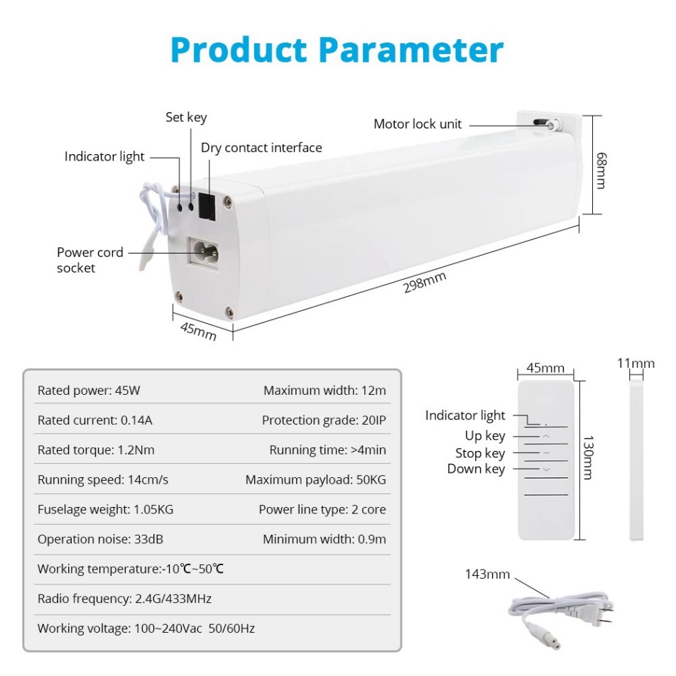 Động cơ rèm thông minh AKIA Zigbee - Motor rèm tự động AKIA, Tương thích Tuya Smart Life, Cần hub Tuya Zigbee để dùng