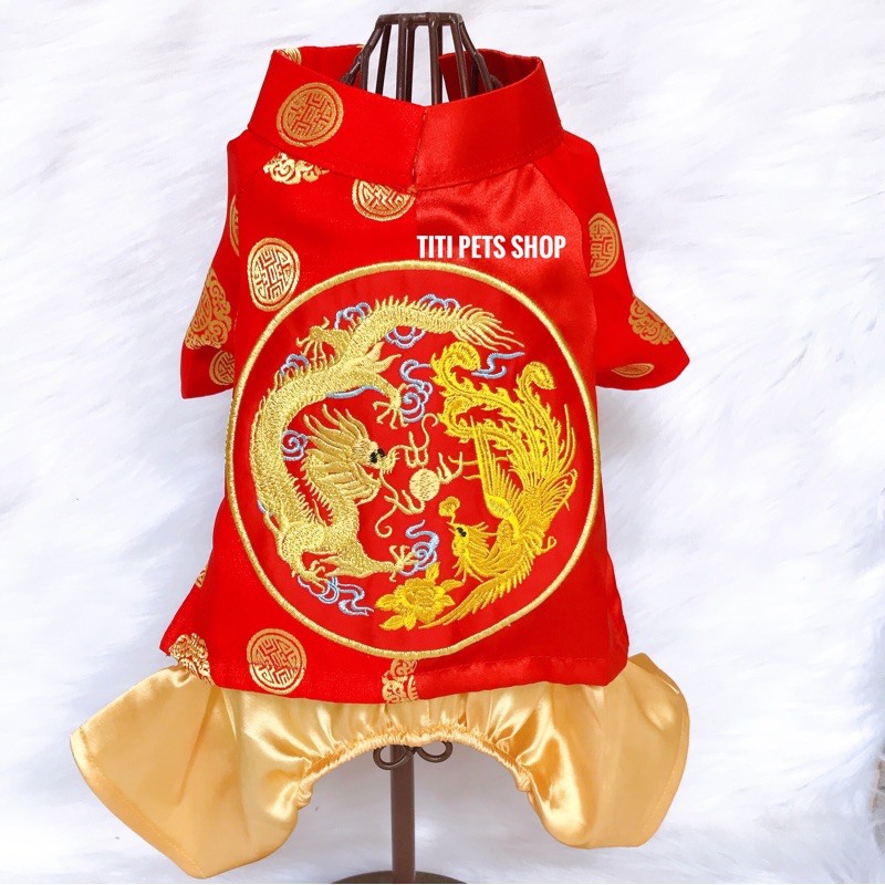 Áo Dài Tết Gấm Thêu - Cho Chó Mèo