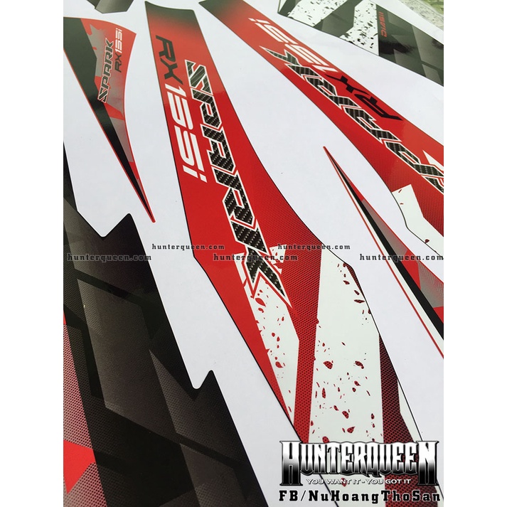 Tem rời dán xe Exciter 135, Spark đen đỏ. Chất liệu decal cao cấp không bay màu