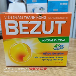 Viên ngậm Thanh họng BEZUT không đường