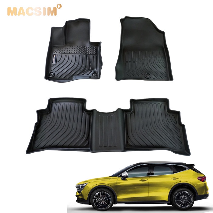 Thảm lót sàn xe ô tô Kia Sportage 2022 Nhãn hiệu Macsim chất liệu nhựa TPE cao cấp màu đen