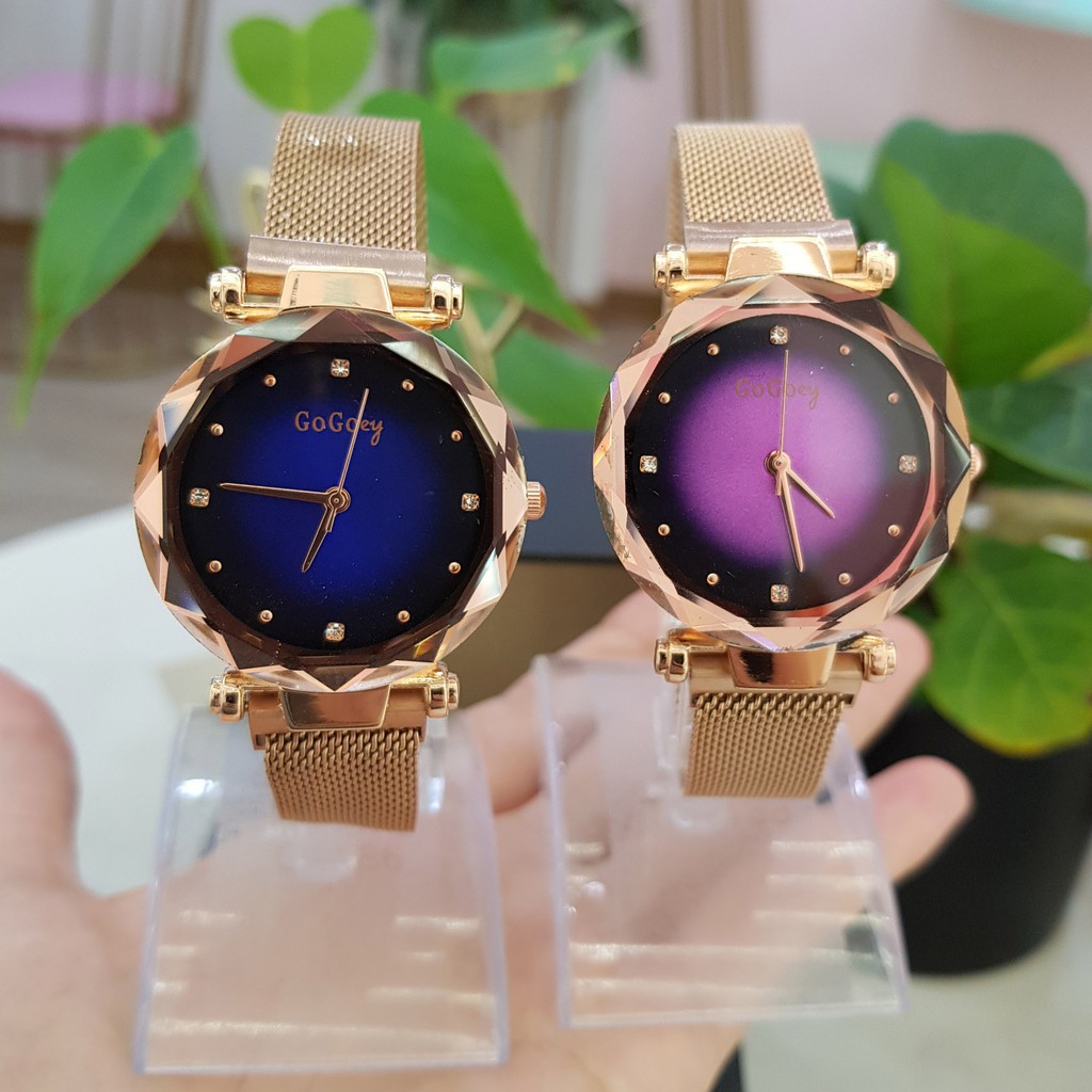 Đồng hồ nữ Gogoey dây nam châm vàng hồng số ngọc chống nước 3atm chính hãng Tony Watch 68