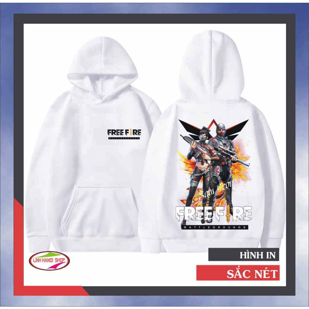Áo khoác nỉ Hoodie màu trắng in hình Mùa 20 đậm chất game thủ Free Fire đầy bản lĩnh