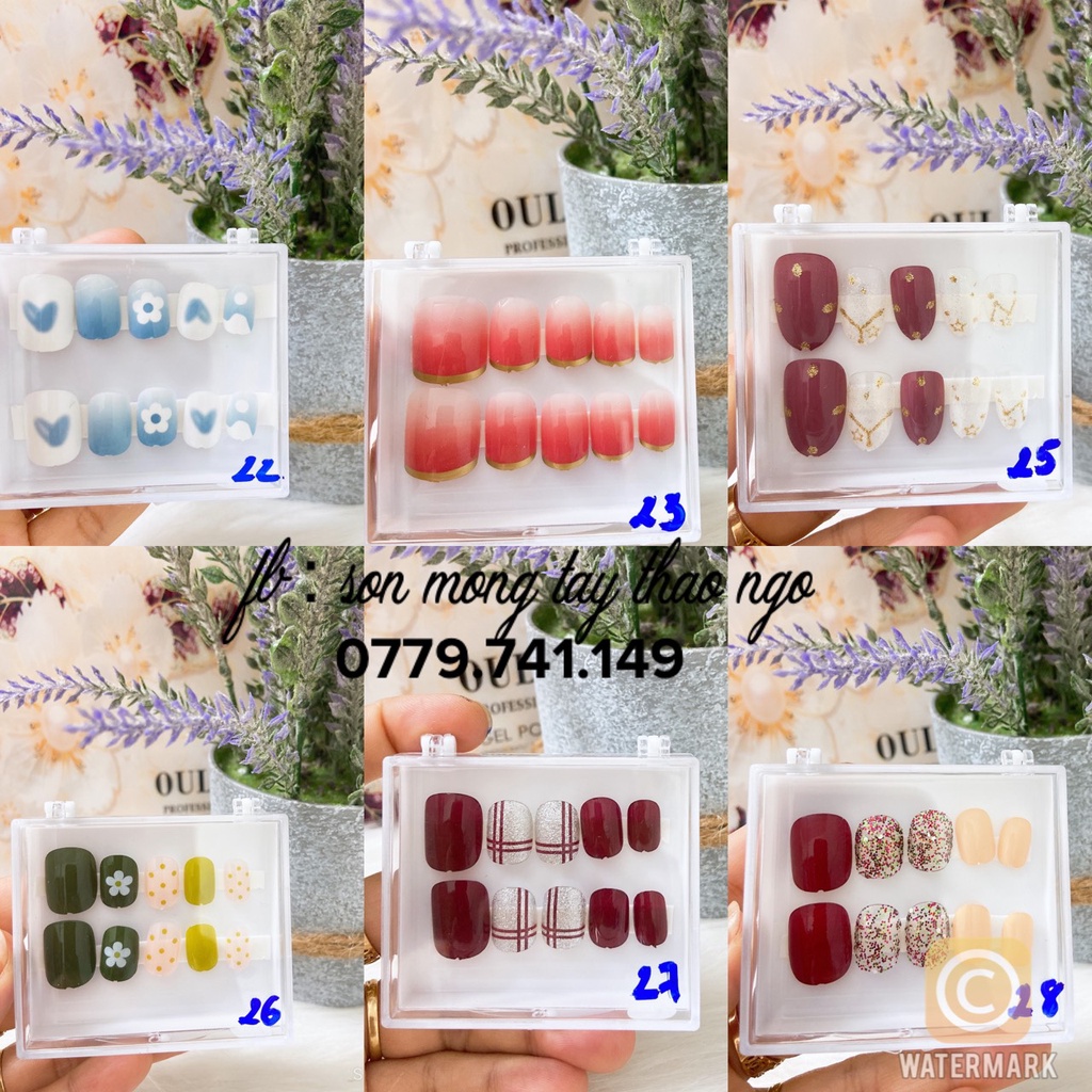 (hàng mới về) Nail Box ❤️Set 10 Móng Tay Giả Nailbox Tặng Keo Dán Móng