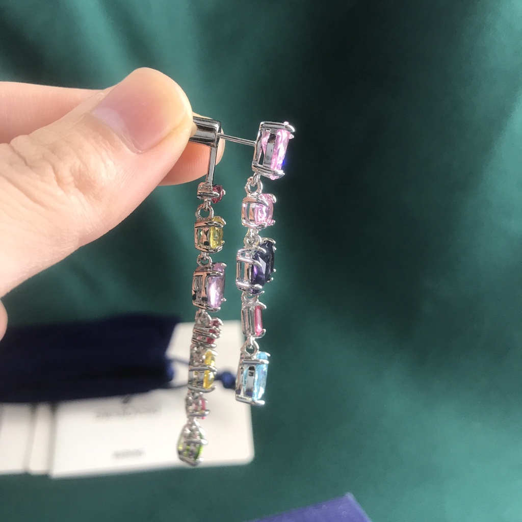 Bông Tai Swarovski Dáng Dài Đính Đá Quý Sang Trọng Cho Nữ