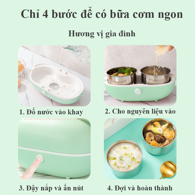 Hộp Cơm Điện Thông Minh Mới - Hộp Đựng Thức Ăn Cắm Điện Hâm Nóng - Nồi Nấu Thức Ăn Đa Năng Văn Phòng VTM