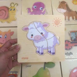 Bộ 8 Tranh ghép hình bằng gỗ 3D nổi cho bé thông minh