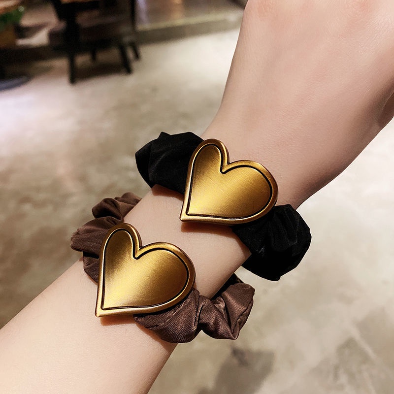 Dây Buộc Tóc Cao Su Mặt Trái Tim Kim Loại Phong Cách Hàn Quốc Dễ Thương Cho Nữ 2021