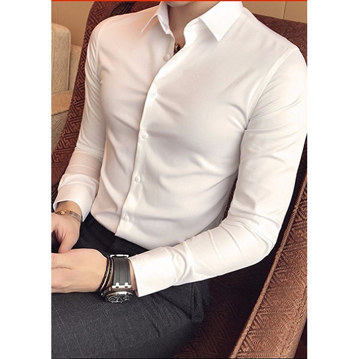 Áo Sơ mi nam đỏ đô dài tay vải không nhăn | BigBuy360 - bigbuy360.vn