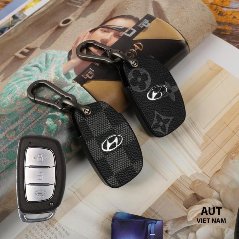 Bao da chìa khóa Smartkey Hyundai (I10,I20,Tucson,Elantra ) da Canvas L.V xẻ túi cao cấp