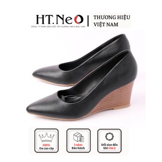 Dép xuồng đế cao - giày da nữ HT.NEO kiểu dáng mũi nhọn sang chảnh tăng chều cao,siêu, đế xuồng 7 phân CS69