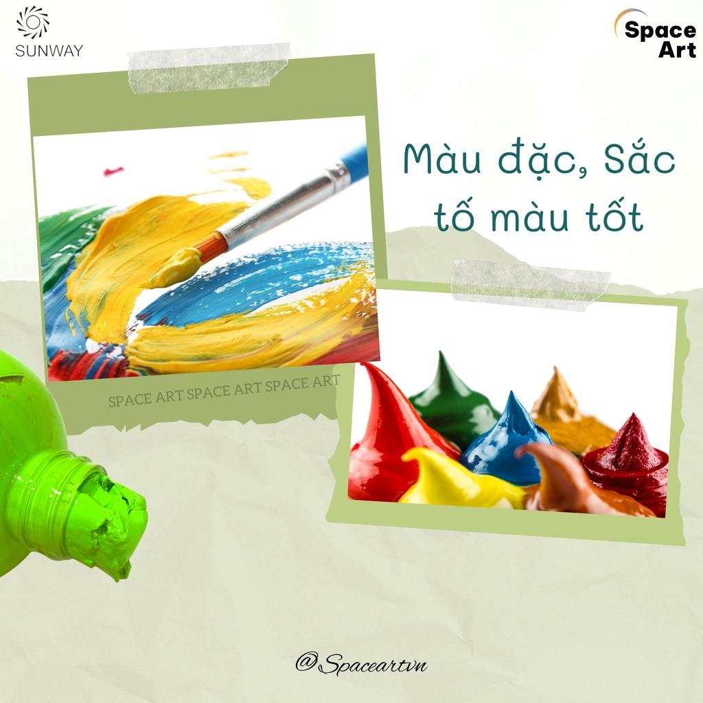 Màu vẽ Gouache, Màu Bột SUNWAY Đài Loan Chai 500ml