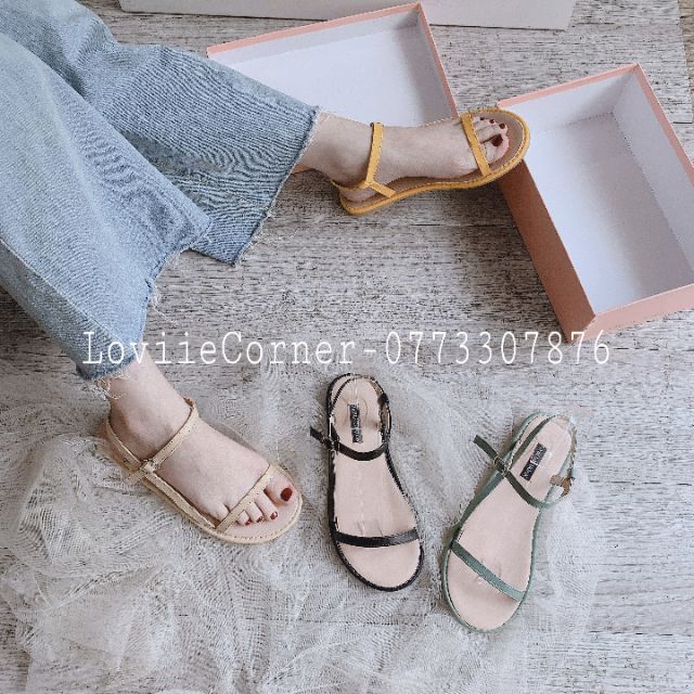 LOVIIECORNER - GIÀY SANDAL ĐẾ BỆT - SANDAL THỜI TRANG QUAI MẢNH KHÓA GÀI -GIÀY SANDAL DA MỀM QUAI MẢNH-S100801 | BigBuy360 - bigbuy360.vn