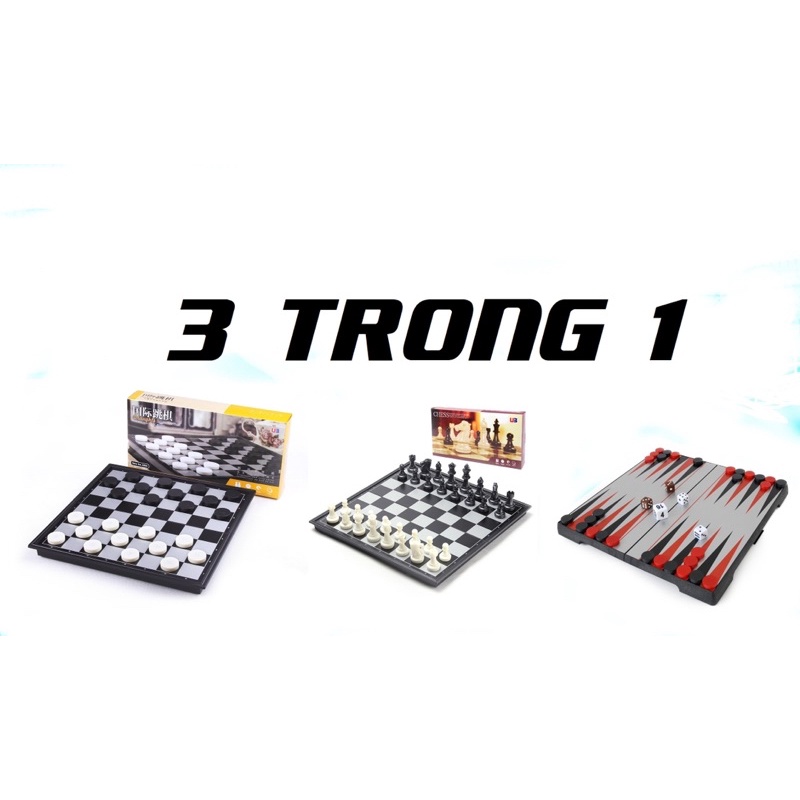 bộ cờ vua + cờ backgammon + cờ đam 3 in 1 - mua một mà được 3 bộ cờ hot quá - mã mb38810 ( kích thước 26.26.2cm)