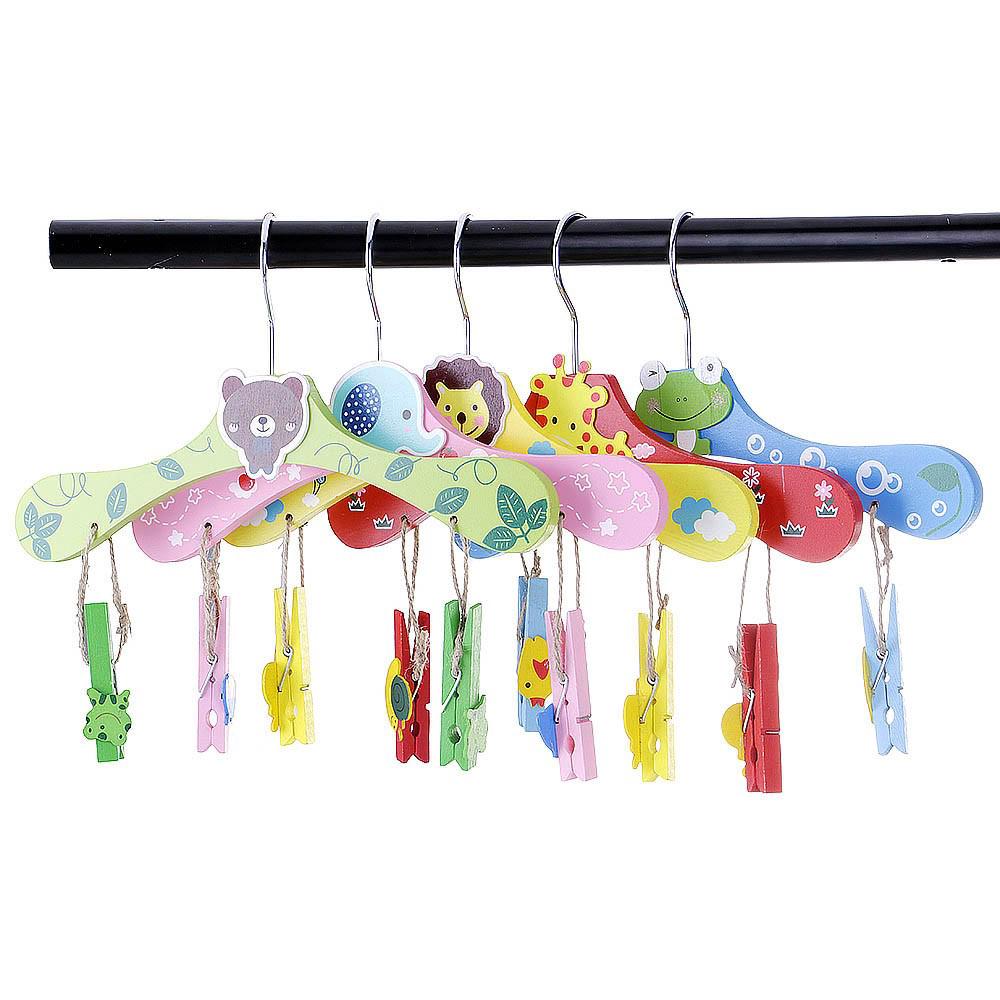 Móc treo quần áo kiểu dáng hoạt hình có kẹp gỗ tiện lợi và dễ thương cho bé