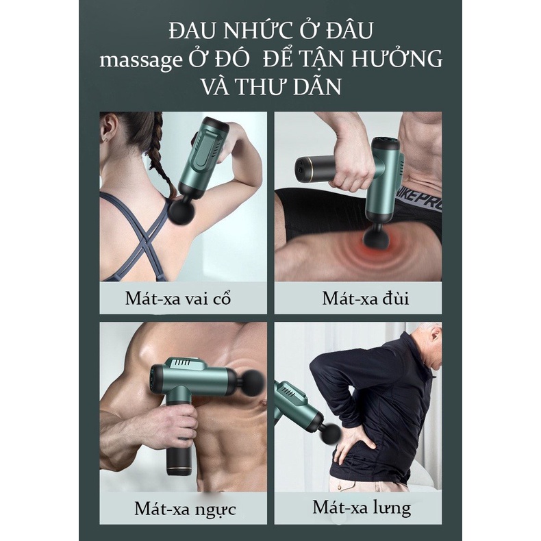 Máy massage cầm tay booster KONKA A1 sự dụng 8 đầu 6 cấp độ rung giúp bạn mát xa giảm đau, thư giãn toàn thân