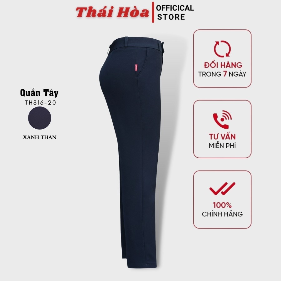 Quần vải nữ công sở kiểu dáng ống đứng Quần Tây nữ Thái Hòa TH816 2 màu đen, xanh than truyền thống | BigBuy360 - bigbuy360.vn