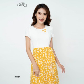 Đầm Liền HOABELLA Hoa Cúc Thắt Nơ Eo Chất Lụa Siêu Xinh (MD21)