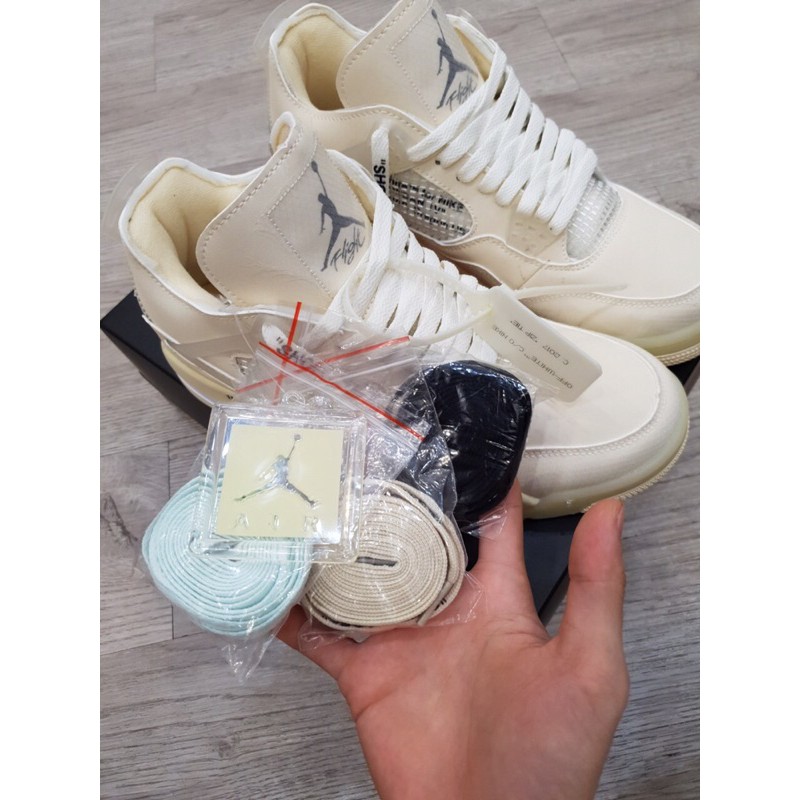 [Ảnh thật+ full box+ phụ kiện] Giày AJ4 Sail OW bản đẹp