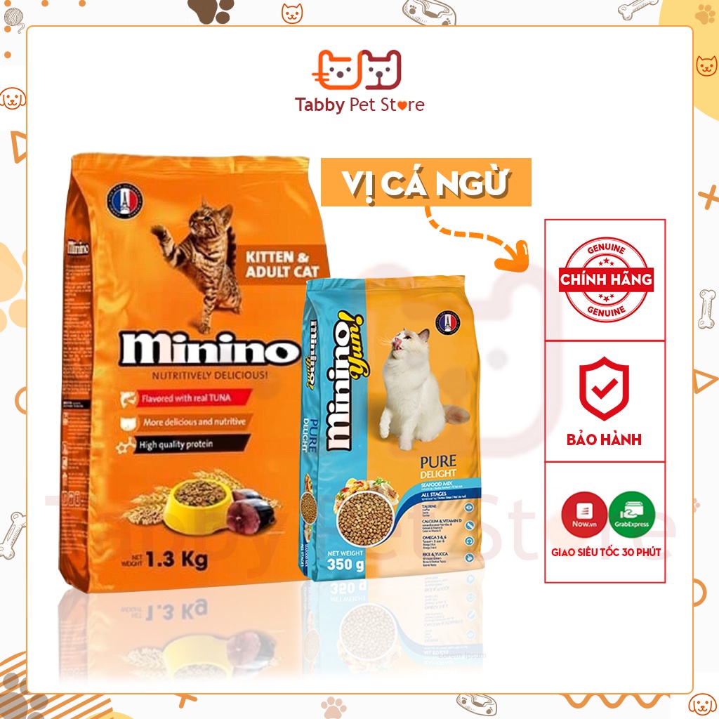 Hạt MININO 1,3kg 350g YUM cho mèo thức ăn mèo con, trưởng thành chính hãng Tabby Pet Store