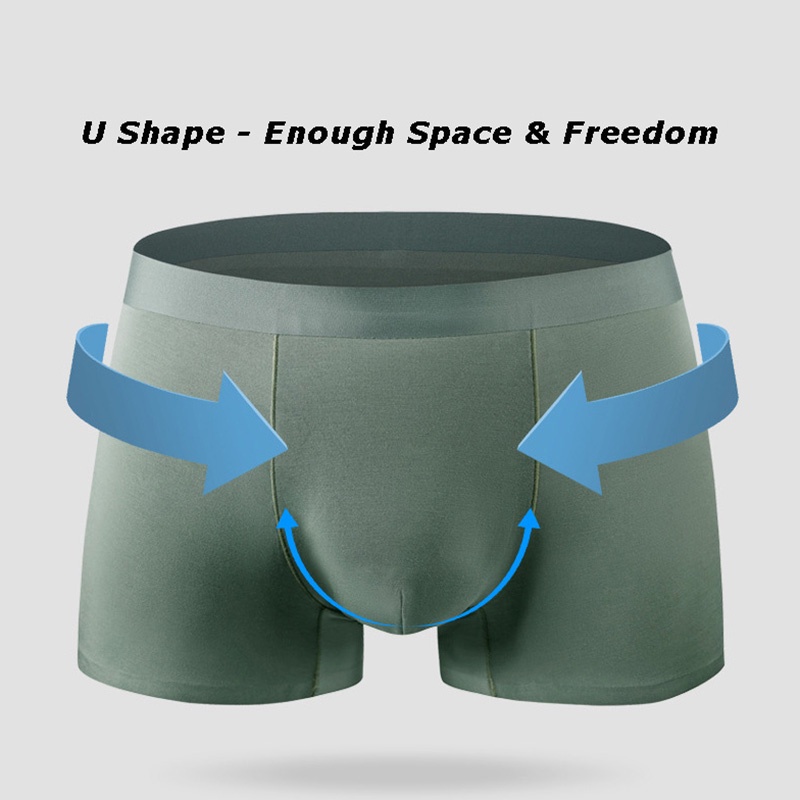 Quần lót boxer modal co giãn không đường may thoáng khí kháng khuẩn màu trơn size lớn dành cho nam