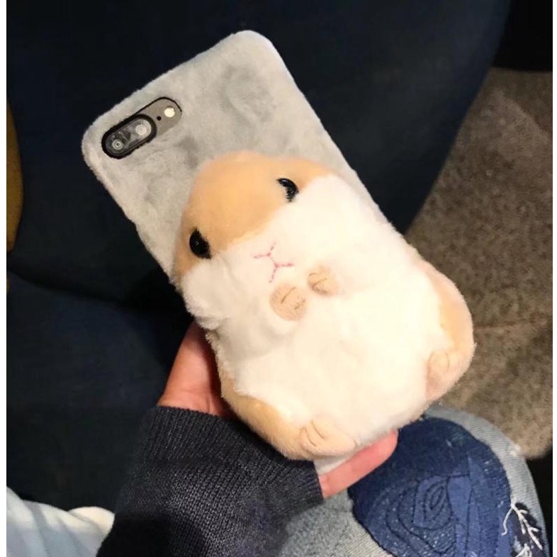Winter cartoon plush hamster doll suitable for iphone6/6S/6Plus/6SPlus super cute 7/8/7Plus/8Plus/x/xs/xs max Tricholoma matsutake 11/11pro max
