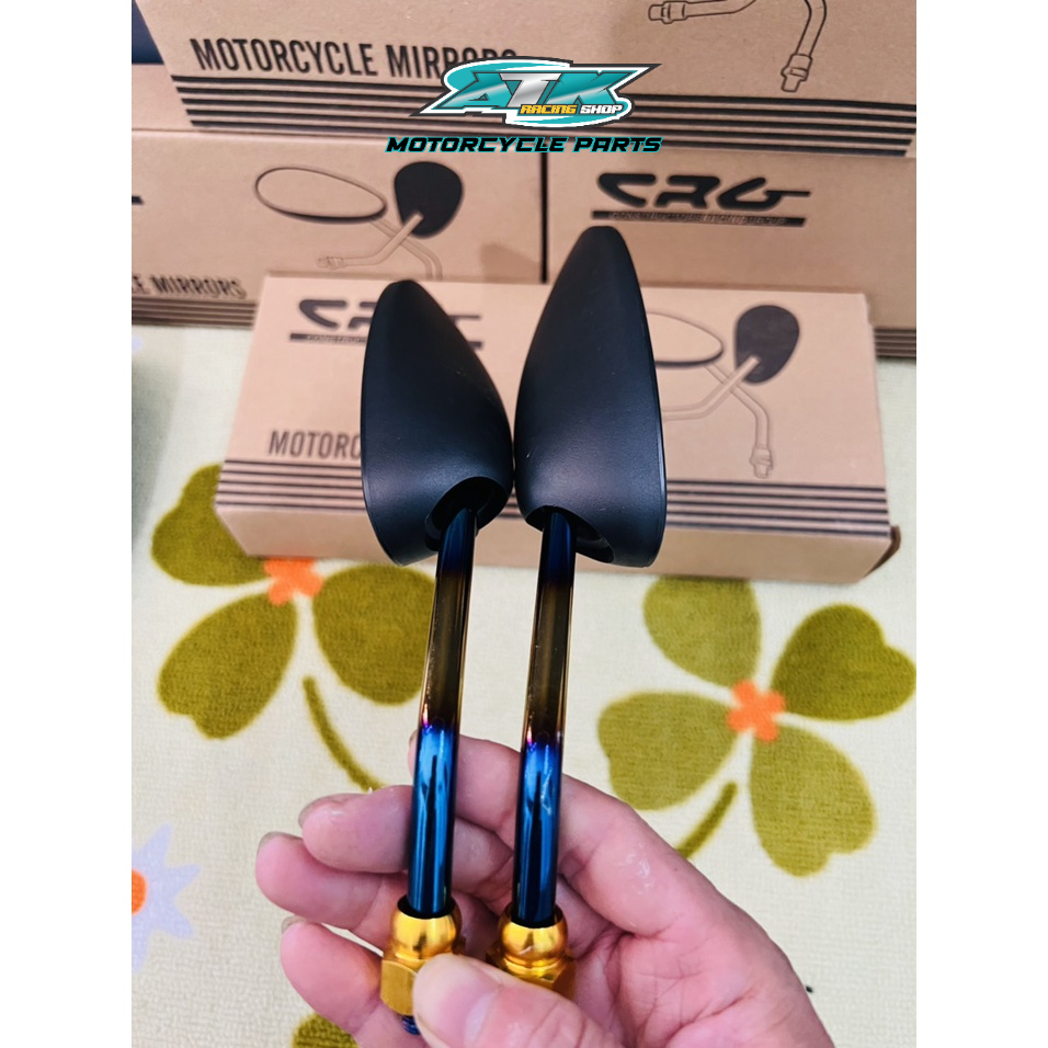 gương xe máy mẫu SUZUKI hình giọt nước thương hiệu CRG một cặp trái phải chân cốt titan và cốt chân inox gàng kh