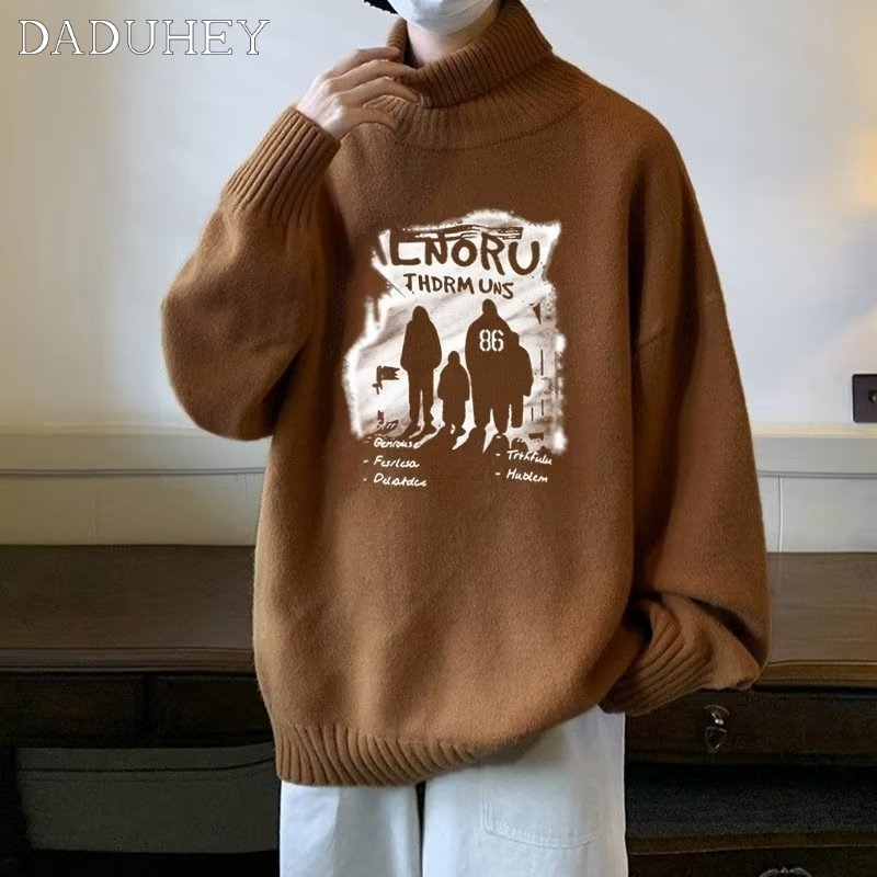 DaDuHey Ins Fashionable Printed Sweater Men's Autumn Korean-Style Fashionable Loose  Long Sleeve Top