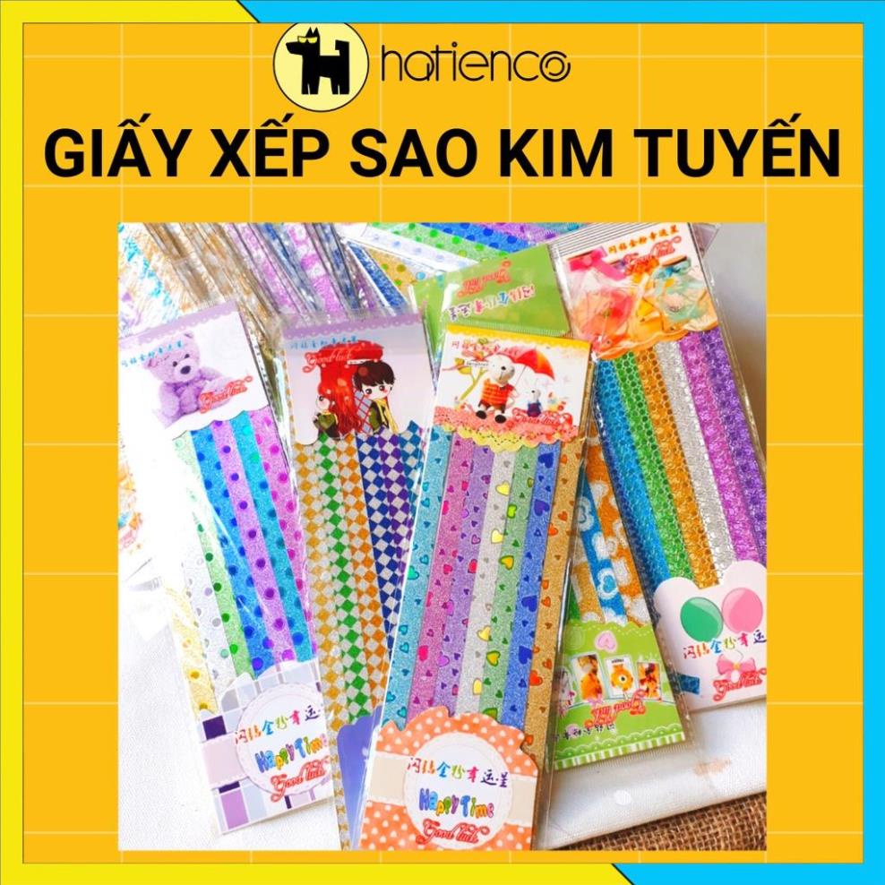 [FREESHIP] Giấy xếp sao kim tuyến