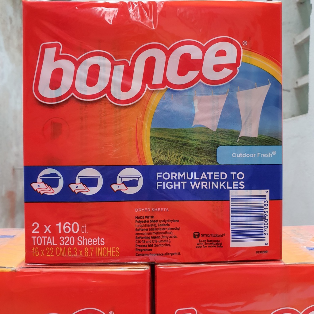 Giấy thơm quần áo bounce mỹ 160 tờ hương Outdoor Fresh tươi mới EMIO GT01