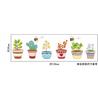 decal dán tường chậu cây bốn mùa