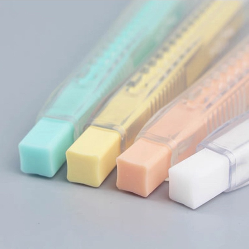 Tẩy bút chì Kokuyo Campus Nhật Bản kèm 1 lõi tẩy thay thế 4 màu Pastel Cookie, Tẩy Bút Chì Kiểu Nhật Bản Tiện Dụng