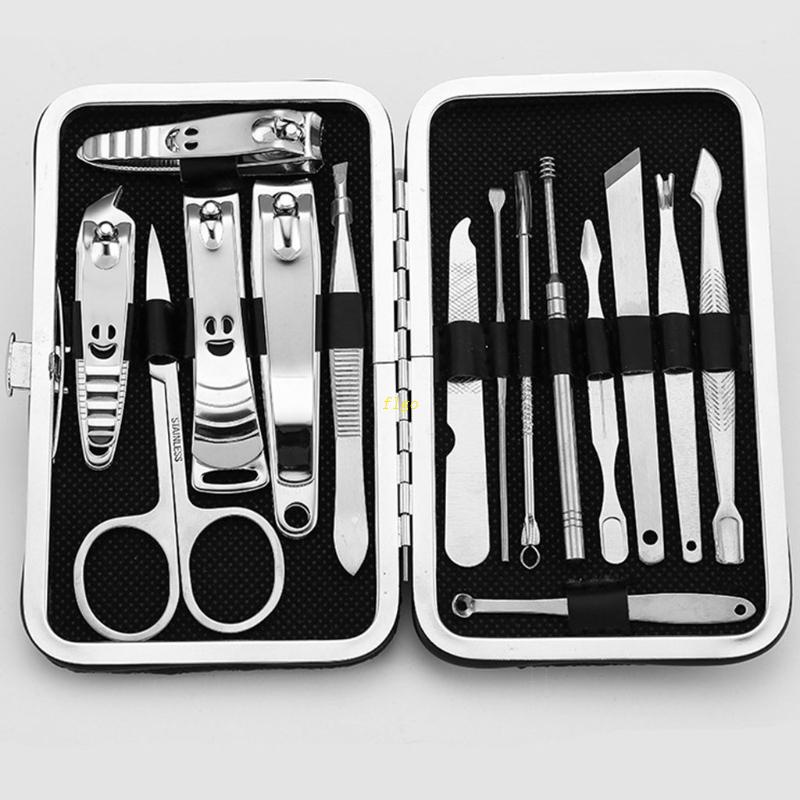 flgo Manicure Pedicure Kit 15 in 1 Personal Care Pedicure Set Professional Grooming Kit Travel Case for all
