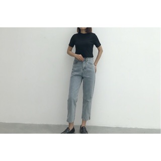 Quần slim baggy jeans xẻ gấu