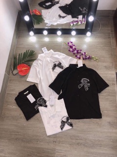 Áo sơ mi cộc tay nơ ngực
