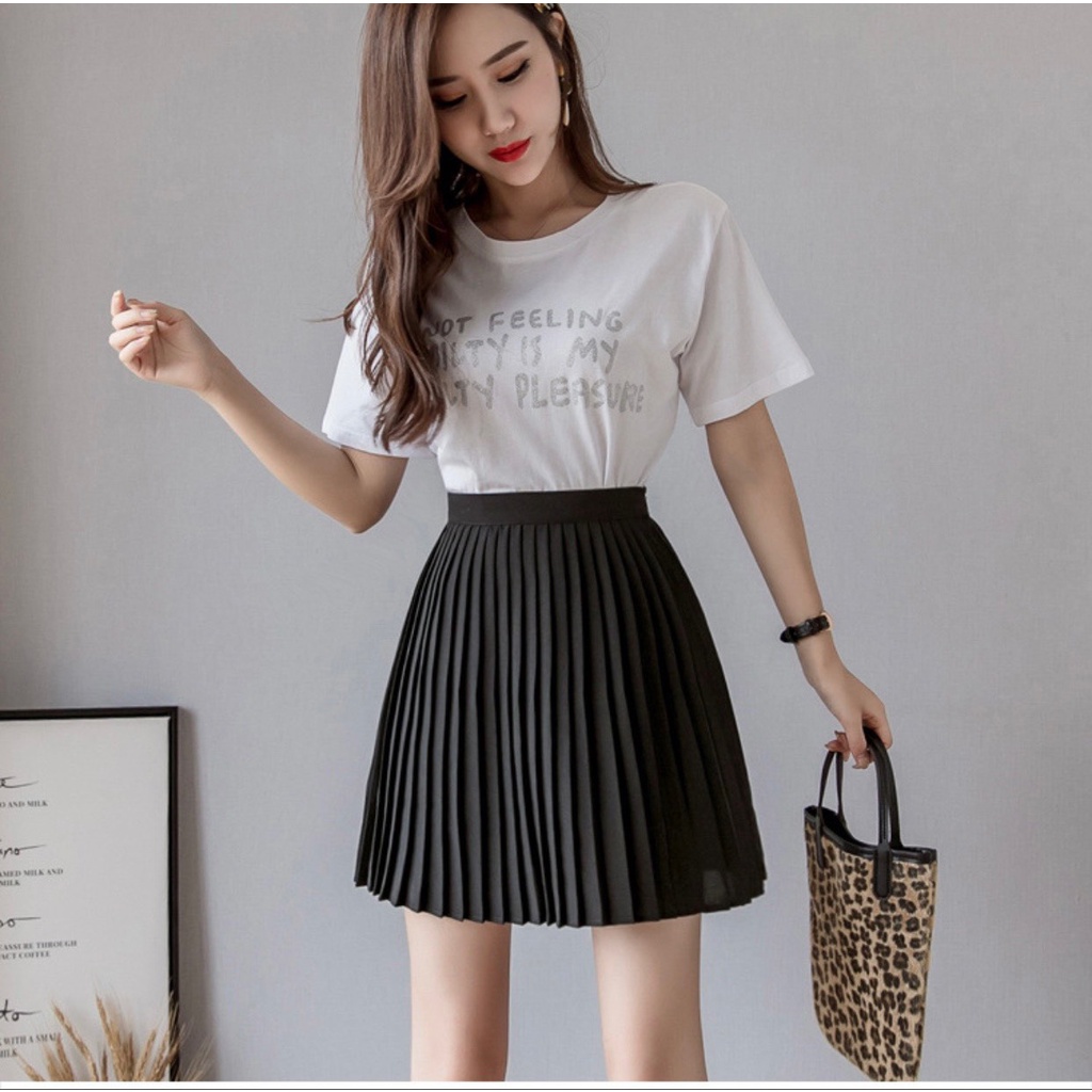 Chân váy xếp ly nữ NHẠT LINH chân váy ngắn dáng basic xòe trơn cạp cap tôn dáng - CV200