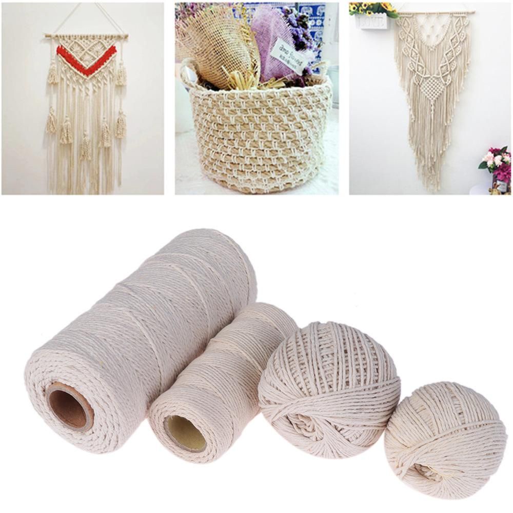 Cuộn Dây Cotton 100% Màu Be Dùng Làm Đồ Thủ Công Diy Mới