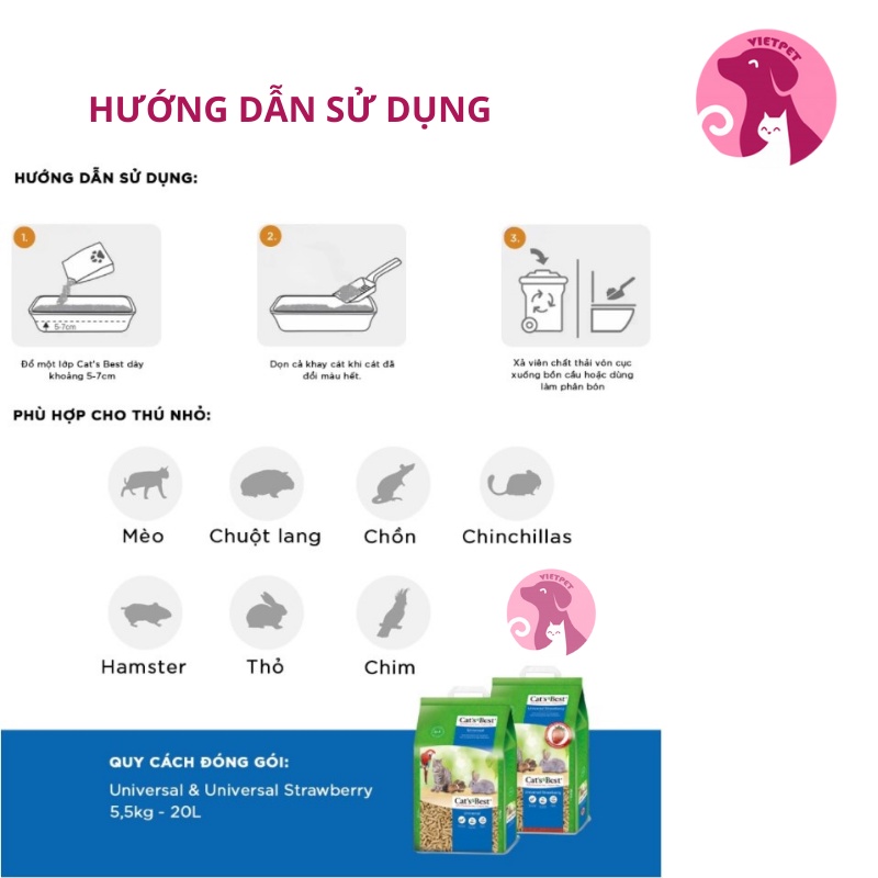 [10L] Cát vệ sinh cho thú nhỏ (mèo, thỏ, vẹt,...) CAT'S BEST UNIVERSAL LITTER (5.5kg)