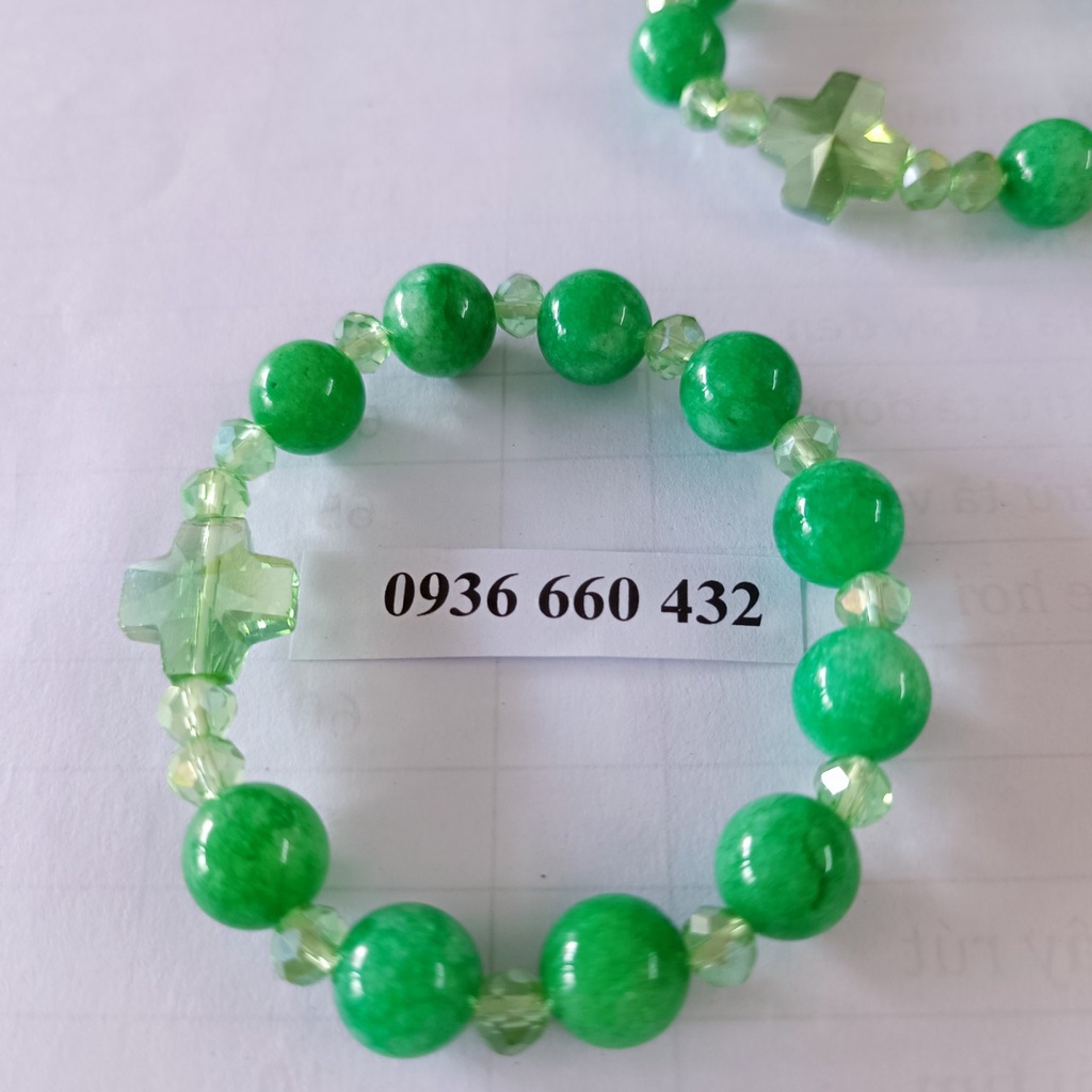 Chuỗi tràng hạt mân côi đá màu vân tự nhiên 10 hạt 10li (chuỗi c.ầ.u ng.u.y.ê.n đeo tay)
