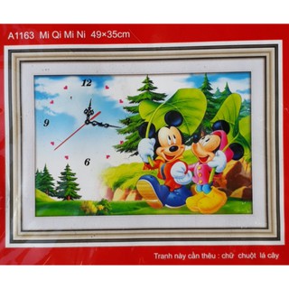 Tranh Thêu Chữ Thập 3D Đồng Hồ Chuột Mikey A1163 (KHÁCH TỰ THÊU) 49X35CM