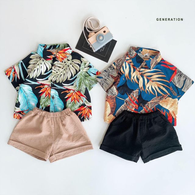 Set bộ bé trai hoa lá cành